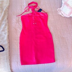 Hot pink bodycon mini dress